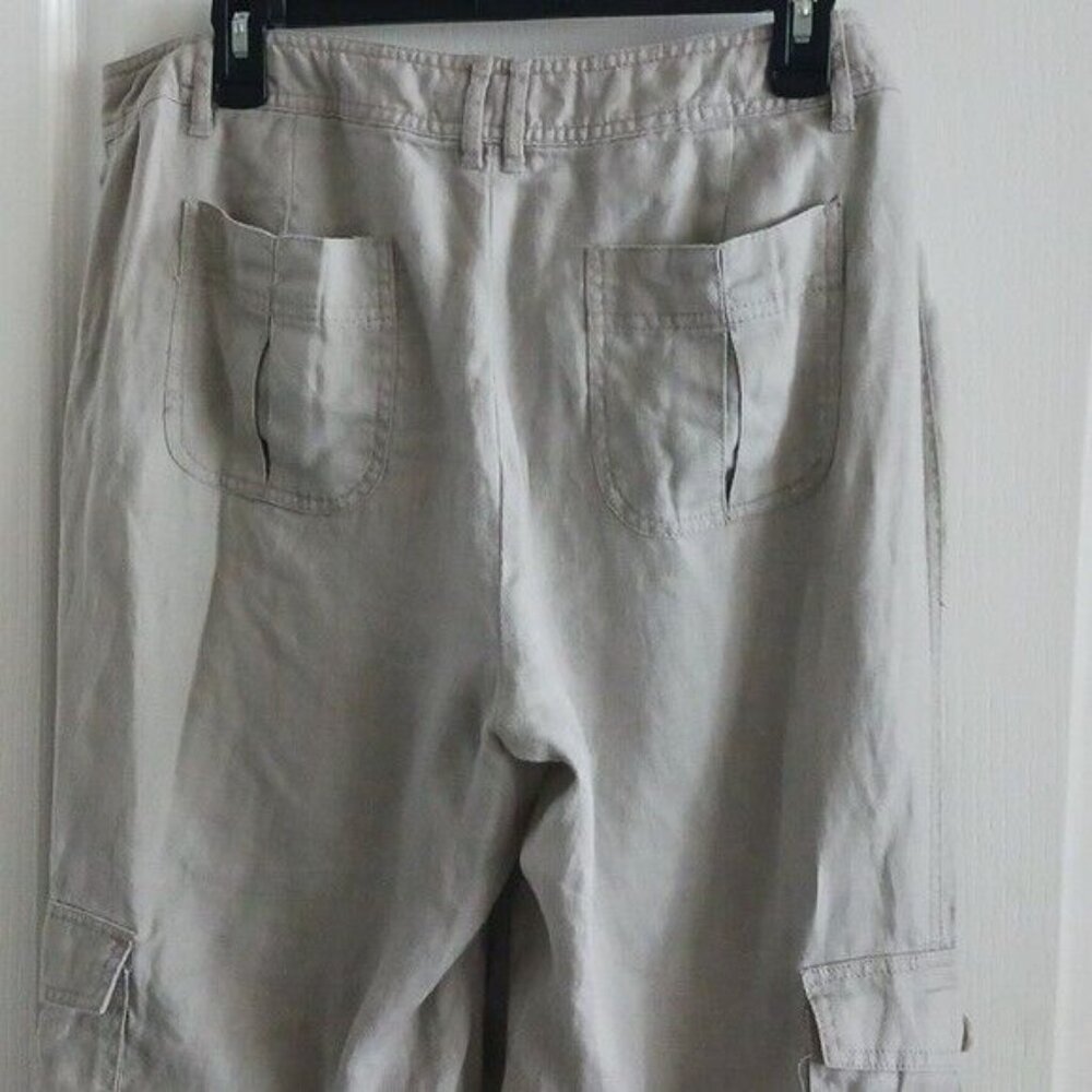 INC International Concept 100% Linen Grey Straight Leg Cargo Pants 12 - Picture 9 of 16